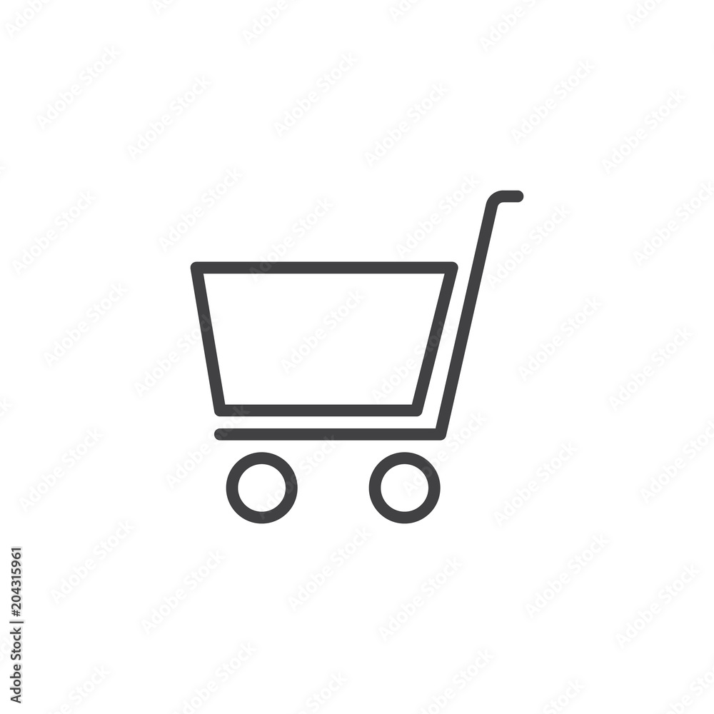 Shopping cart outline icon. linear style sign for mobile concept and web  design. Trolley simple line vector icon. Symbol, logo illustration. Pixel  perfect vector graphics Stock Vector | Adobe Stock
