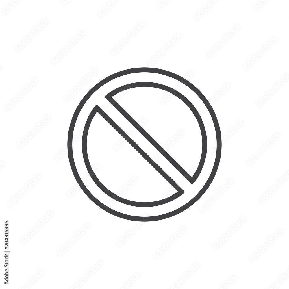 Access Denied outline icon. linear style sign for mobile concept and web design. Disable simple line vector icon. Restriction sign symbol, logo illustration. Pixel perfect vector graphics