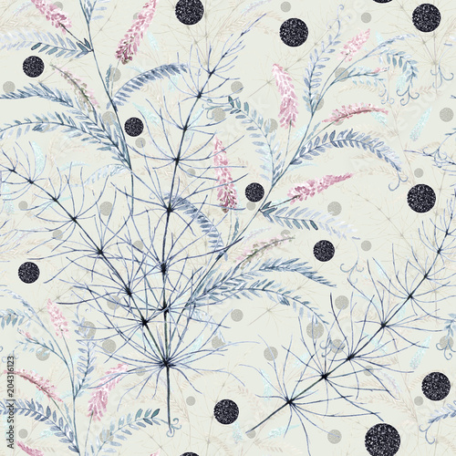 Seamless floral pattern. Meadow flowers on a light background.