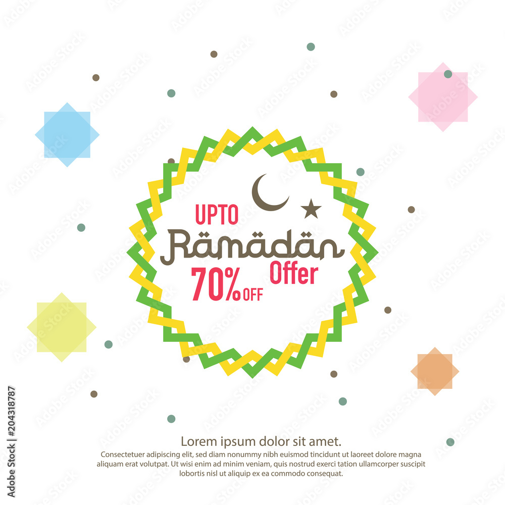 Ramadan sale offer banner design. Promotion poster, voucher, discount, label, greeting card of Ramadan Kareem and Eid Mubarak celebration. background vector illustration