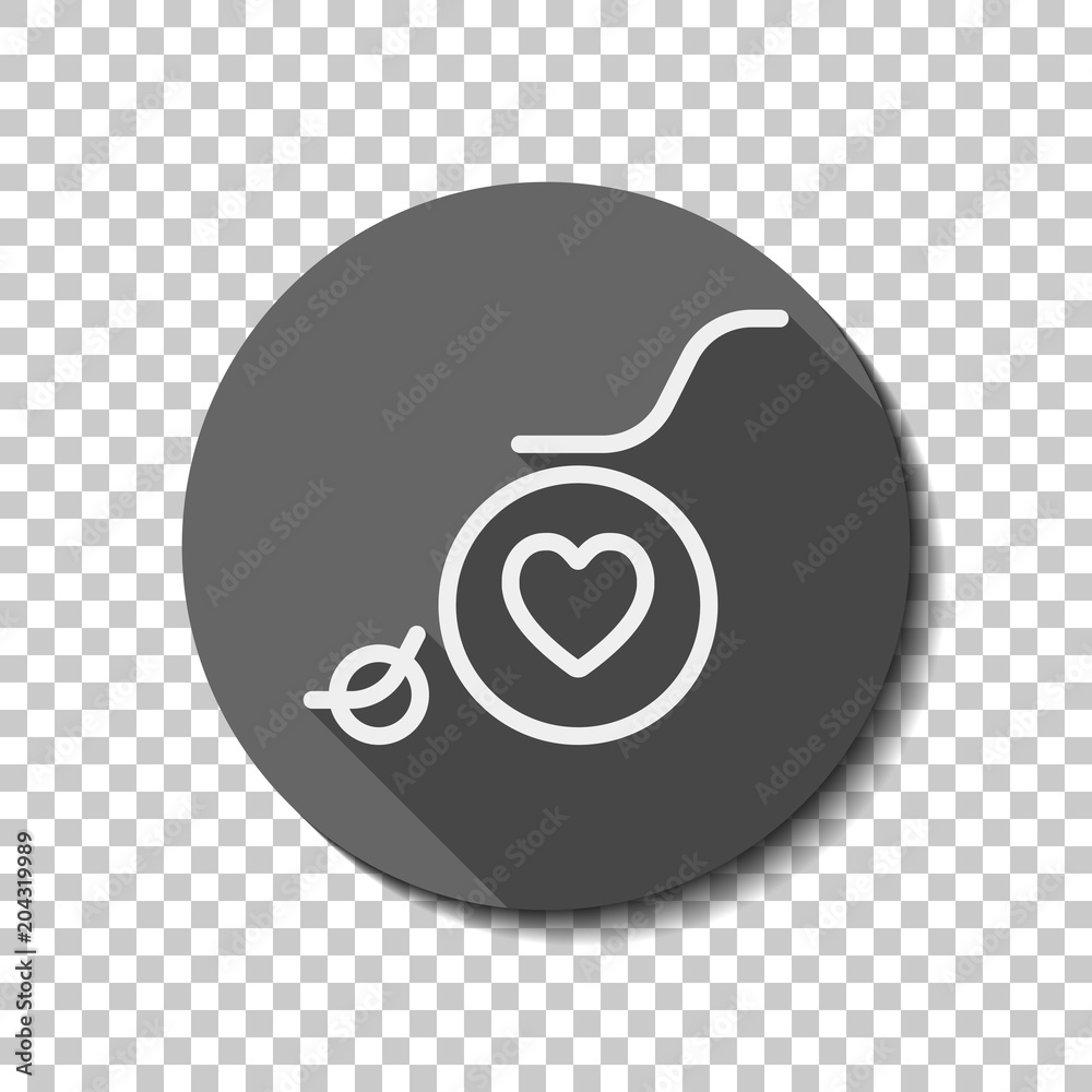 wheelchair and heart, outline icon. White flat icon with long sh wheelchair and heart, outline icon. White flat icon with long sh