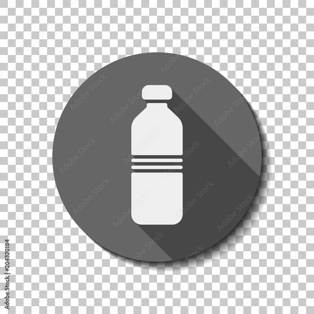 bottle of water, simple icon. White flat icon with long shadow i bottle of water, simple icon. White flat icon with long shadow i