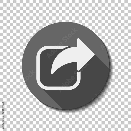 Share icon. Arrow and square. White flat icon with long shadow i photo