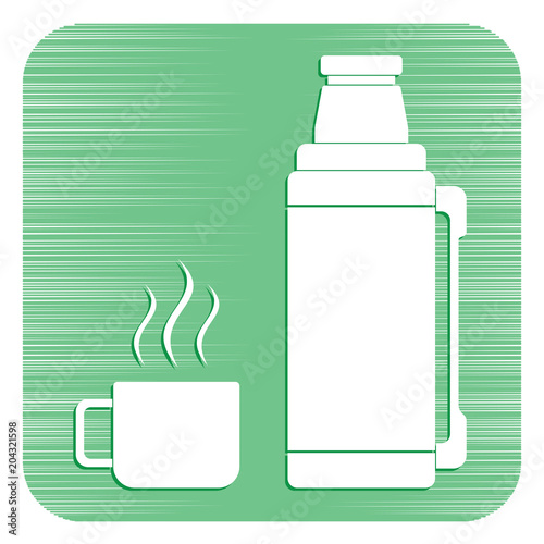 Thermos container icon, camping and hiking equipment