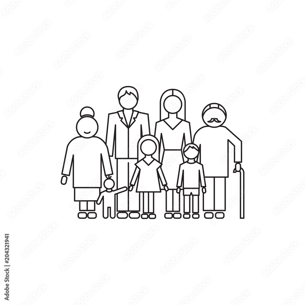 Free Vector | Big happy family with hand drawn style