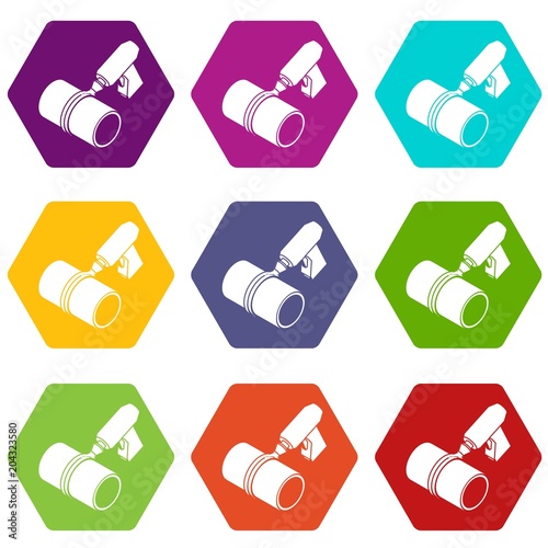 Welding torch cutting icons set 9 vector