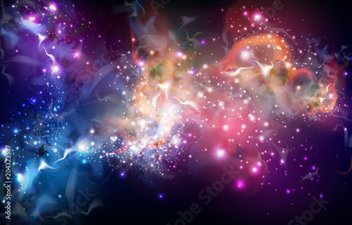 Abstract open space background. Starfield, universe, nebula in galaxy. Vector illustration