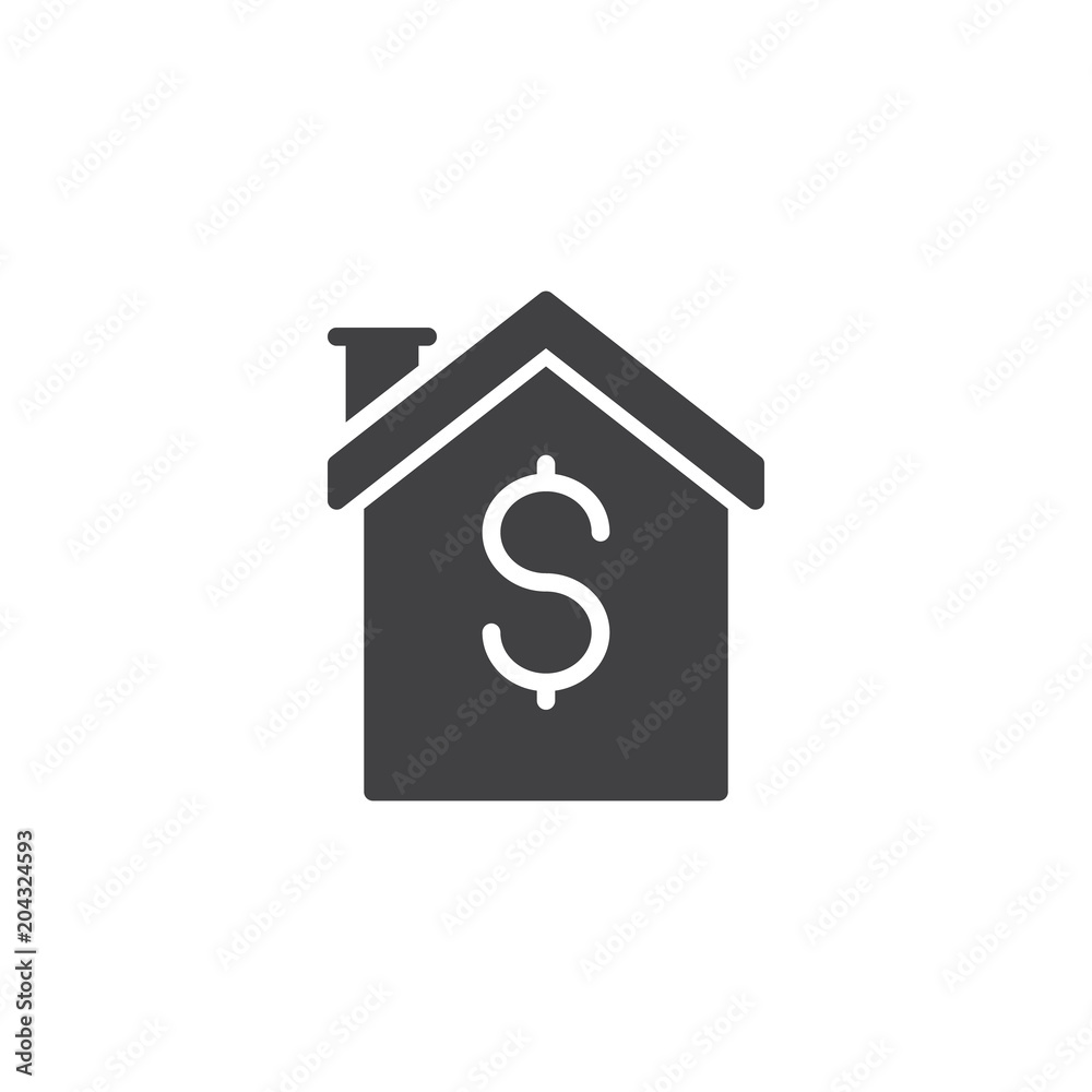 House with dollar sign vector icon. filled flat sign for mobile concept and web design. Home Loan Mortgage simple solid icon. Symbol, logo illustration. Pixel perfect vector graphics House with dollar sign vector icon. filled flat sign for mobile concept and web design. Home Loan Mortgage simple solid icon. Symbol, logo illustration. Pixel perfect vector graphics
