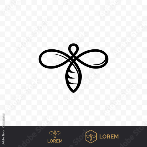 Bee vector line icon for honey beekeeping