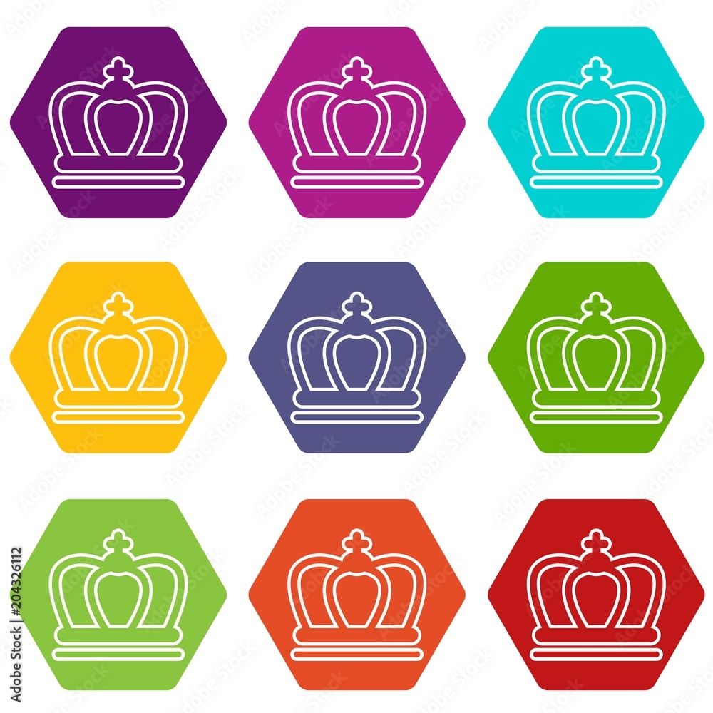 Britain crown icons set 9 vector