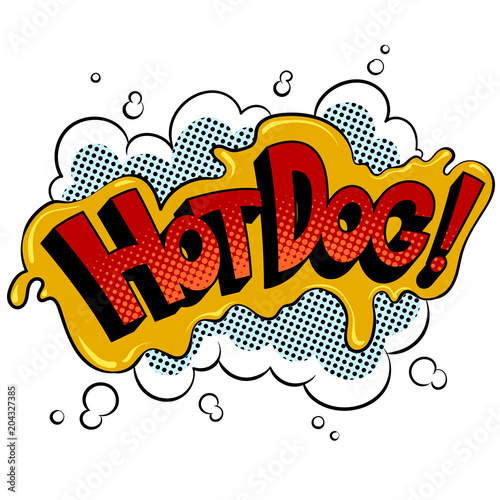 Hot dog word comic book pop art vector