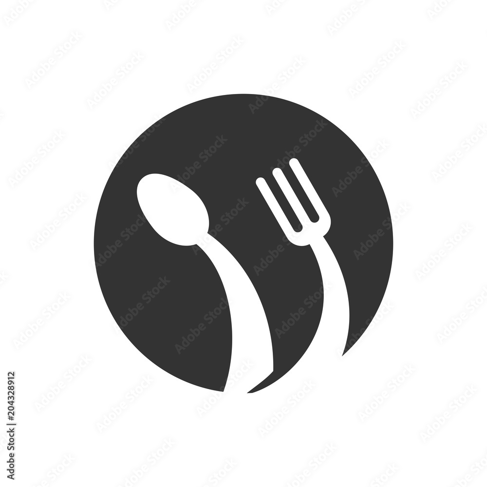 leaf logo. spoon and fork icon. restaurant symbol. vectro eps 08 leaf logo. spoon and fork icon. restaurant symbol. vectro eps 08