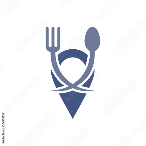 restaurant logo. spoon and fork icon. symbol. vector eps 08.