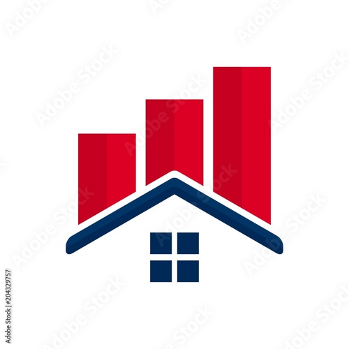 bar chart logo. home icon. business symbol. vector eps 08.