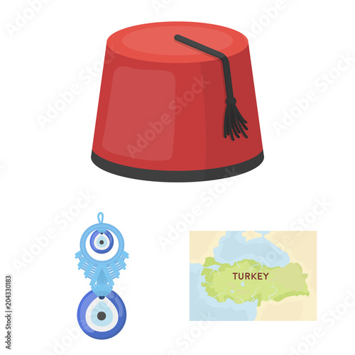 Turkey country cartoon icons in set collection for design.Travel and attractions vector symbol stock web illustration.