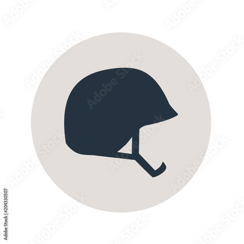 Icono plano silueta casco militar en circulo gris