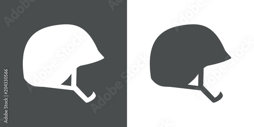 Icono plano silueta casco militar en gris y blanco