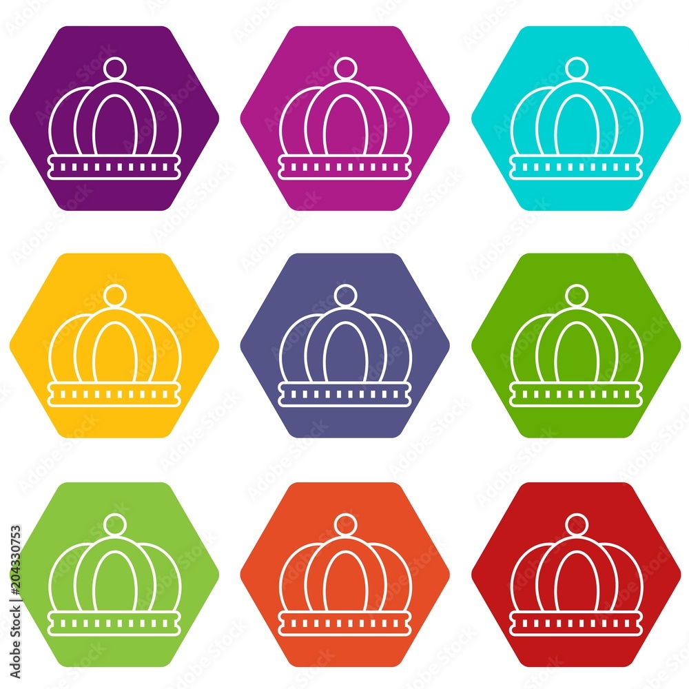 Empire crown icons set 9 vector