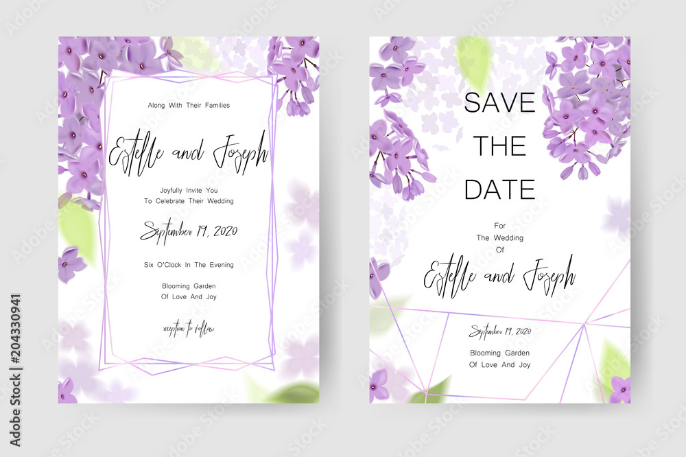 Fototapeta Save the date card, wedding invitation, greeting card with beautiful flowers and letters