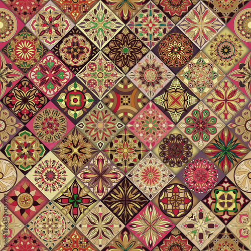 Wallpaper Mural Seamless pattern with decorative mandalas. Vintage mandala elements. Torontodigital.ca