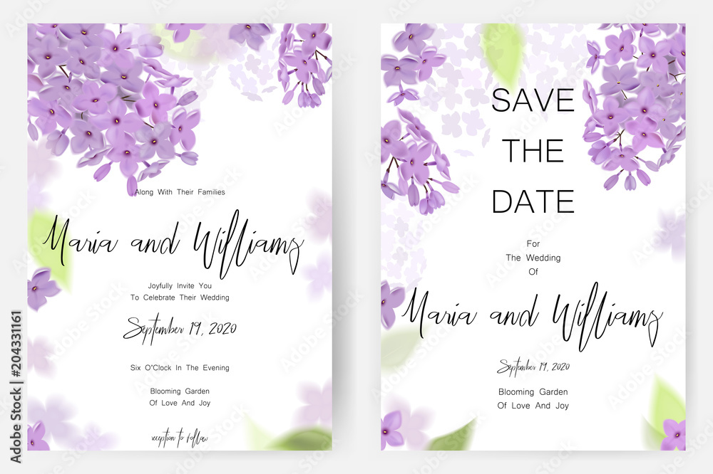 Fototapeta Save the date card, wedding invitation, greeting card with beautiful flowers and letters