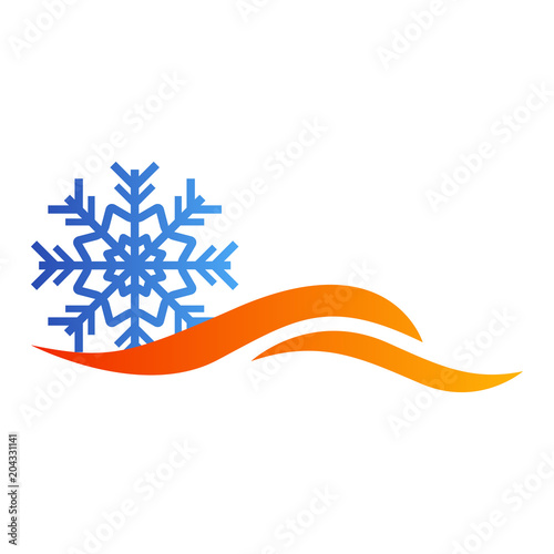 Logotipo estrella frio con ondas en color azul y naranja