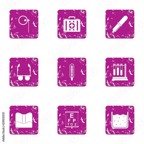 Medical mixture icons set, grunge style