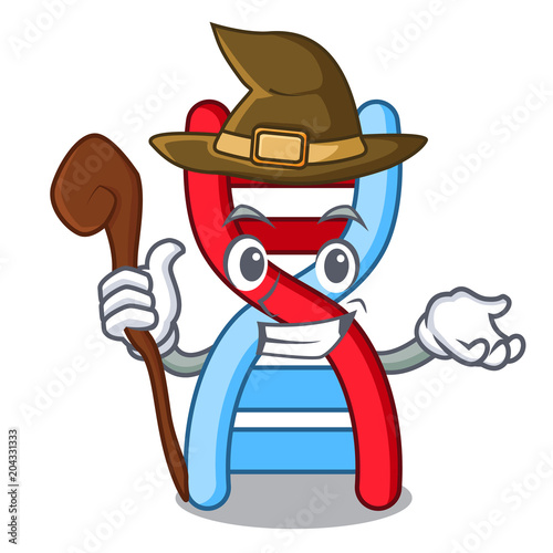 Witch dna molecule mascot cartoon