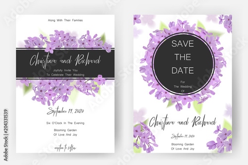 Save the date card, wedding invitation, greeting card with beautiful flowers and letters