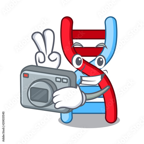 Photographer dna molecule mascot cartoon