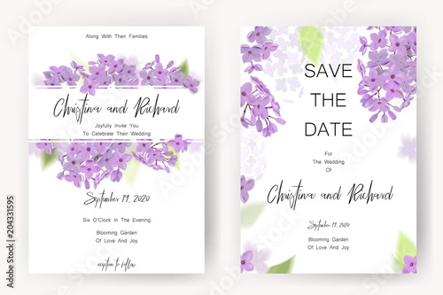 Save the date card, wedding invitation, greeting card with beautiful flowers and letters