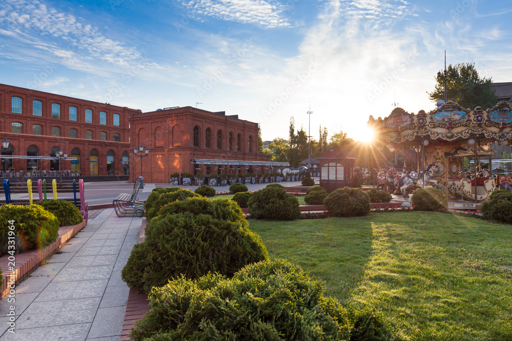 Walkway to famous Lodz city shopping center