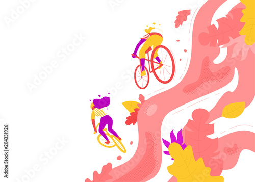 Young couple riding mountain bike