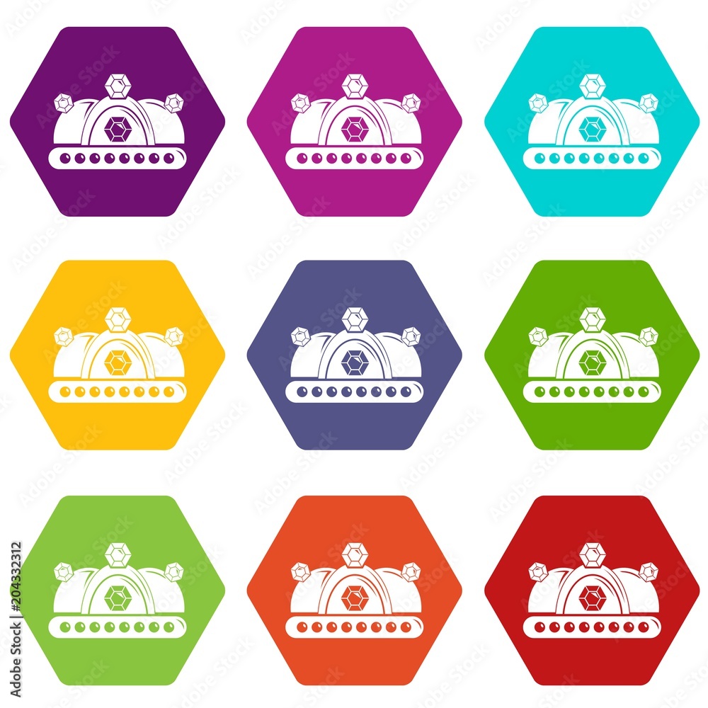 Crown icons set 9 vector Crown icons set 9 vector