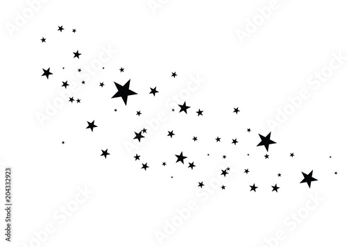 Stars on a white background. Black star shooting with an elegant star.Meteoroid, comet, asteroid, stars. © roman11998866