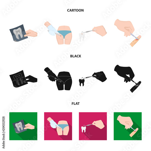 Tooth, X-ray, instrument, dentist and other web icon in cartoon,black,flat style.surgeon, abscess, scalpel icons in set collection.