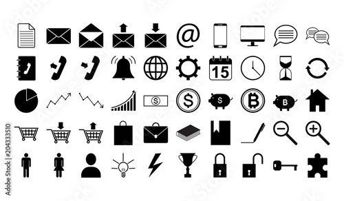 Icon set for business and work 50 pictogram vector  photo