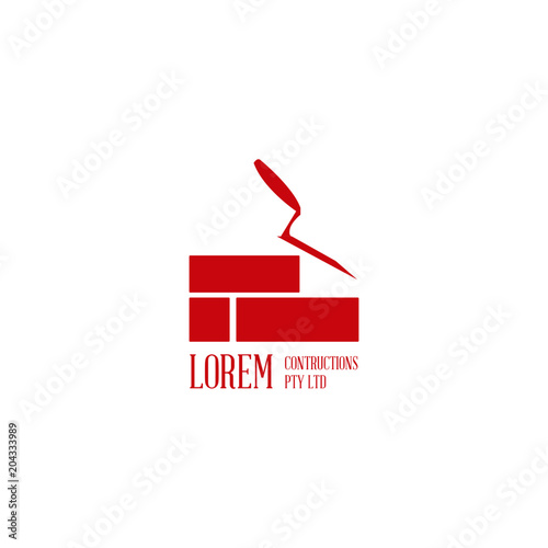 Brickwork and building construction concept for company logo. Modern renovation vector icon