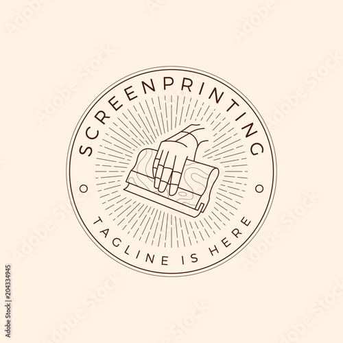 screen printing silk screenprinting logo emblem badge stamp vector illustration