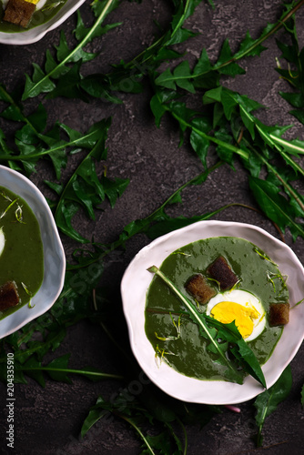 CREAMY WILD GARLIC SOUP WITH DANDELION LEAVES