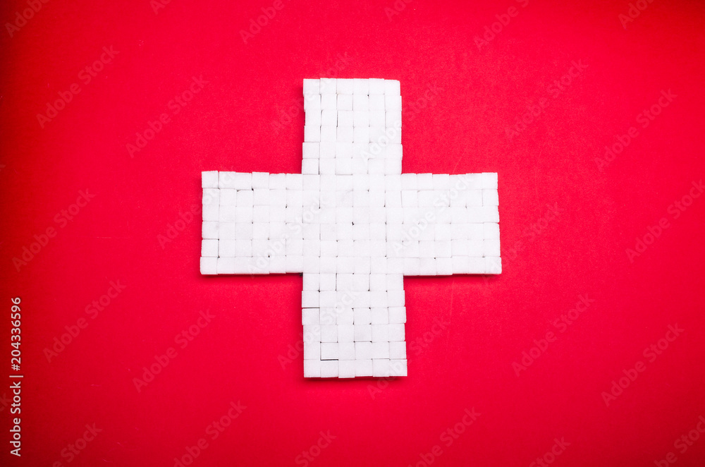 swiss flag build from cugar cubes swiss flag build from cugar cubes