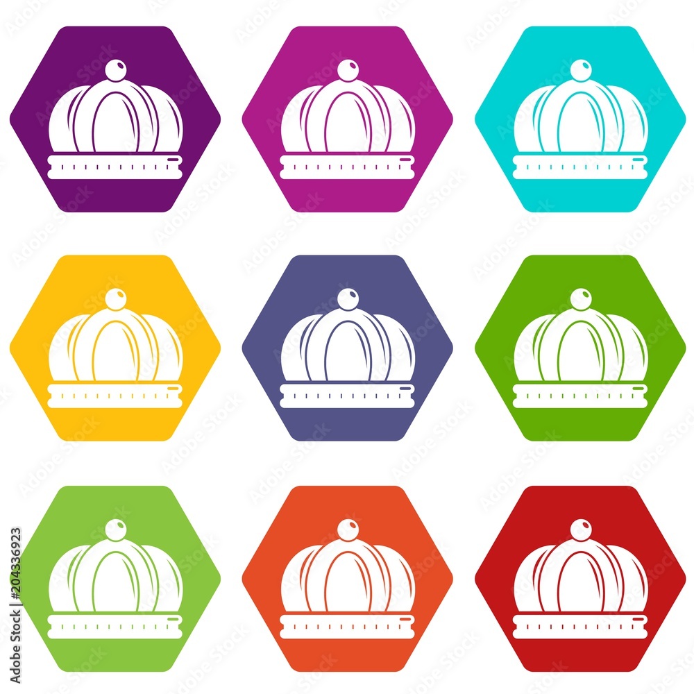 Empire crown icons set 9 vector