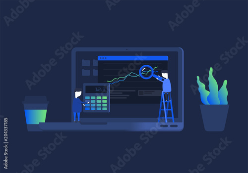 Digital analytics information tools. Big data. Concept for successful business in flat vector design.