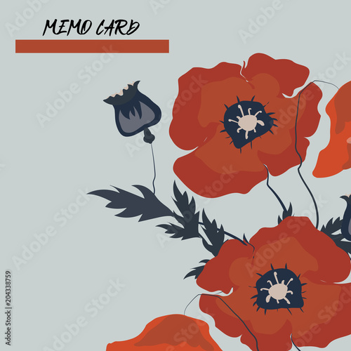 Abstract flowers, Poppies isolated, Hand drawn illustration, sketch photo