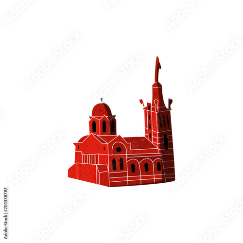 Church cathderal famous city monument isolated vector illustration. Hand drawn sketch art photo