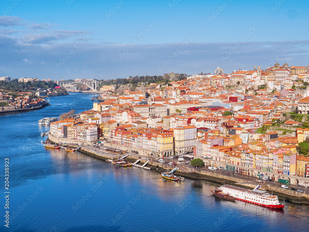 Cityscape of old Porto and Vila Nova de Gaia architecture