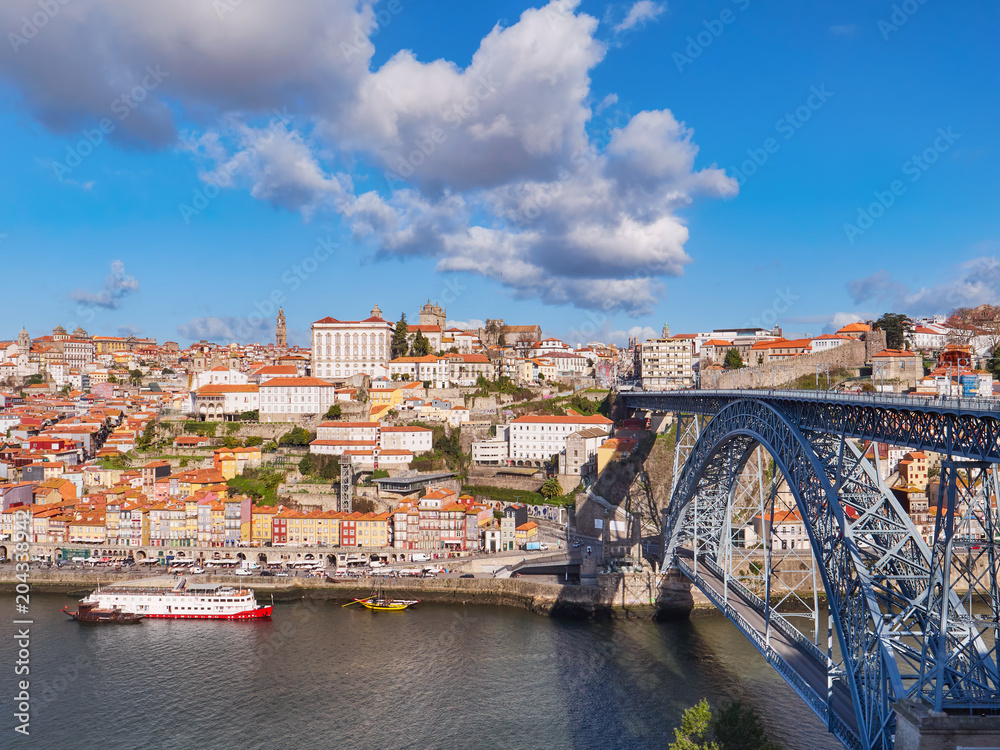 Cityscape of Porto, Ribeira and Dom Luis Bridge, Portugal