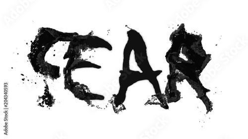 intro word fear. Text animation fear on white isolated background photo