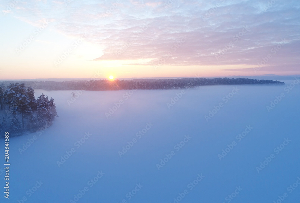 Sunset over lake Toften in Sweden