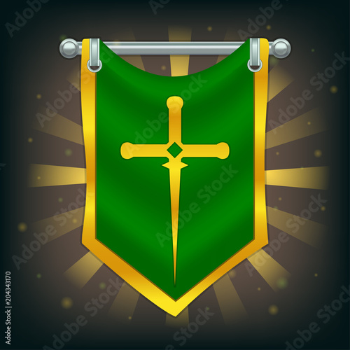 Knight Flag with Sword on Silver Pole